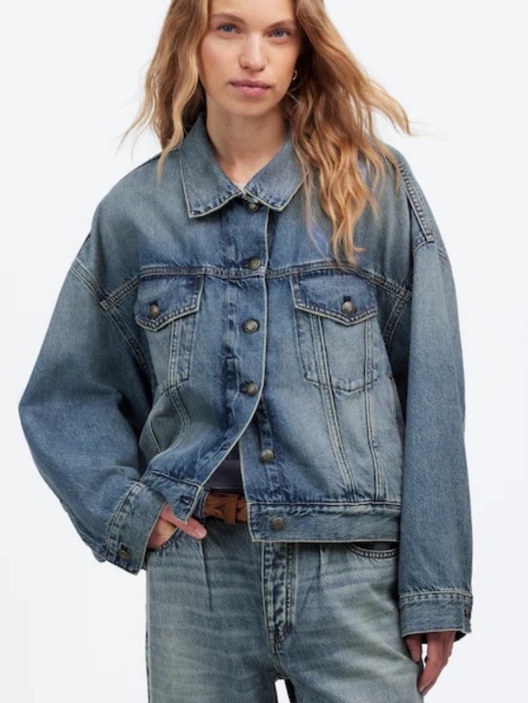 Madewell Relaxed Crop Jean Trucker Jacket In Billings Wash